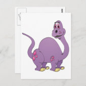 Carte Postale Dinosaure violet à long cou (Devant / Derrière)