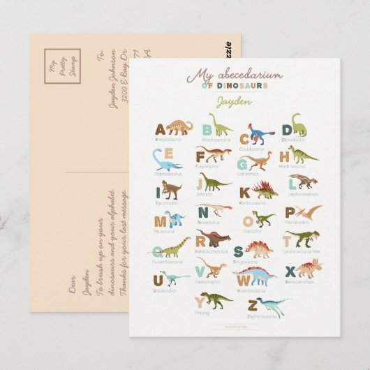 Carte Postale Dinosaures (anglais) (Devant / Derrière)