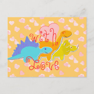 Carte postale Dinosaures Cœurs Doux Avec Amour