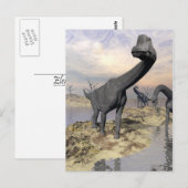 Carte Postale dinosaures de Brachiosaurus près de l'eau - rendu (Devant / Derrière)