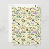 Carte Postale Dinosaures en Jaune (Devant / Derrière)