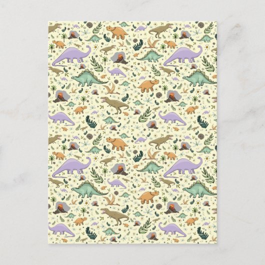 Carte Postale Dinosaures en Jaune (Devant)