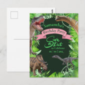 Carte Postale Dinosaures Jurassiques Jungle Fille (Devant / Derrière)