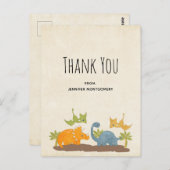 Carte Postale Dinosaures Mignons Faune Préhistorique Merci (Devant / Derrière)