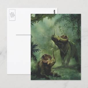 Carte Postale Dinosaures vintage, Centrosaurus dans la jungle