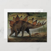 Carte Postale Dinosaures vintages, Stegosaurus, Queue avec Spike (Devant / Derrière)