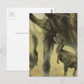 Carte Postale Dinosaures vintages, Torvosaurus et Brachiosaurus (Devant / Derrière)