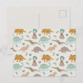 Carte Postale Dinosaurs Kids Hand Drawn Boho Dinosaur Pattern (Devant / Derrière)