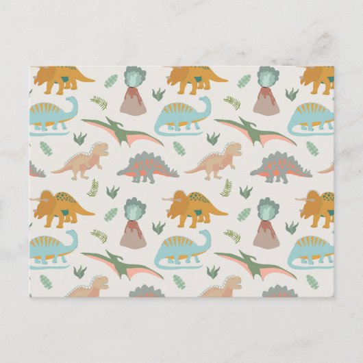 Carte Postale Dinosaurs Kids Hand Drawn Boho Dinosaur Pattern (Devant)