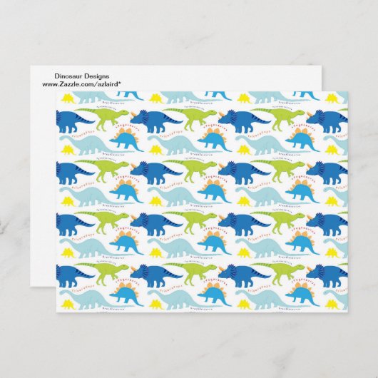 Carte Postale Dinosuar Designs Blue and Green Pattern Dino Toxit (Devant / Derrière)