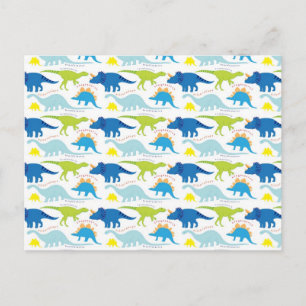Carte Postale Dinosuar Designs Blue et vert Motif Dino Cadeaux