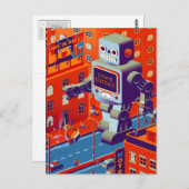 carte postale d'invasion de robot (Devant / Derrière)