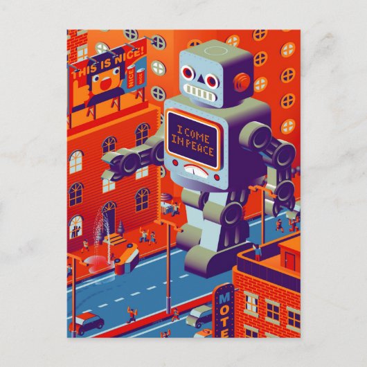 carte postale d'invasion de robot (Devant)