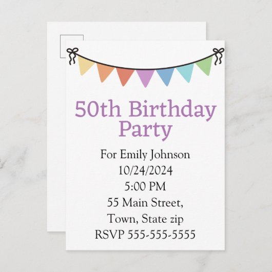 Carte postale d'invitation (Devant / Derrière)