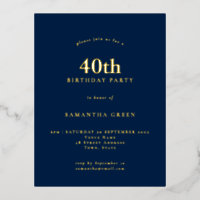 40e anniversaire minimaliste Marine Blue Glam Foil