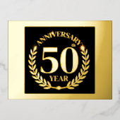 Carte Postale D'invitation À Feuilles D'aluminium 50e anniversaire de mariage (Recto)