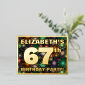 Carte Postale D'invitation À Feuilles D'aluminium 67e fête d'anniversaire : Tête de feu d'artifice c (Debout devant)