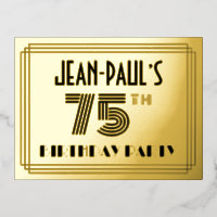 75th Birthday Party ~ Art Deco Style “75” + Name