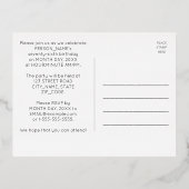 Carte Postale D'invitation À Feuilles D'aluminium 76e fête d'anniversaire ~ Style Art Déco "76" + No (Verso)