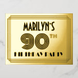 Carte Postale D'invitation À Feuilles D'aluminium 90e anniversaire<br><div class="desc">anniversaire 90 ans</div>