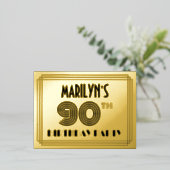 Carte Postale D'invitation À Feuilles D'aluminium 90e anniversaire (Debout devant)