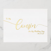 À ma cousine le jour de mon mariage Écriture Éléga