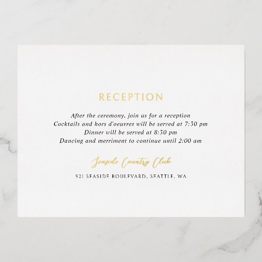 Carte Postale D'invitation À Feuilles D'aluminium Andrea Elegant Wedding Foil Enclôture Card (Recto)