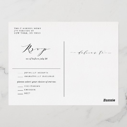 Carte Postale D'invitation À Feuilles D'aluminium Aquarelle Blue Hydrangeas et Mariage Rose (Verso)