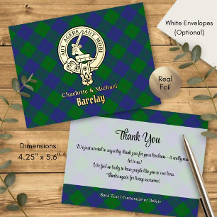 Carte Postale D'invitation À Feuilles D'aluminium Armoiries du clan Barclay sur tartan