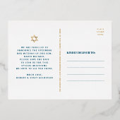 Carte Postale D'invitation À Feuilles D'aluminium Bar Mitzvah Enregistrer Date Turquoise Agate Real  (Verso)