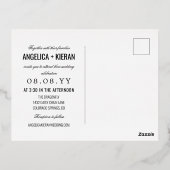 Carte Postale D'invitation À Feuilles D'aluminium Blanc Bourgogne Floral Verdure Monogramme Mariage (Verso)