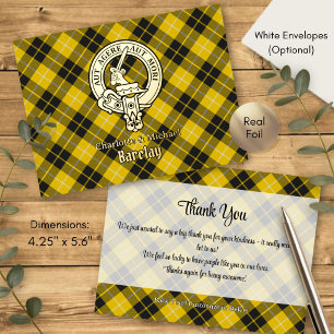 Carte Postale D'invitation À Feuilles D'aluminium Blason du Clan Barclay sur Tartan de robe de soiré