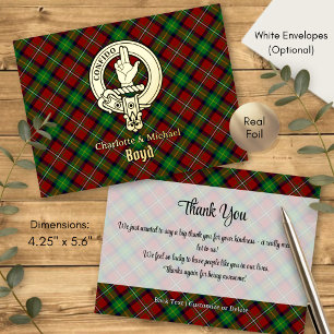 Carte Postale D'invitation À Feuilles D'aluminium Blason du clan Boyd sur tartan