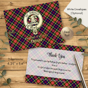 Carte Postale D'invitation À Feuilles D'aluminium Blason du clan Christie sur tartan