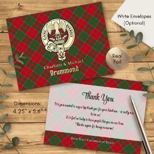 Carte Postale D'invitation À Feuilles D'aluminium Blason du Clan Drummond sur tartan