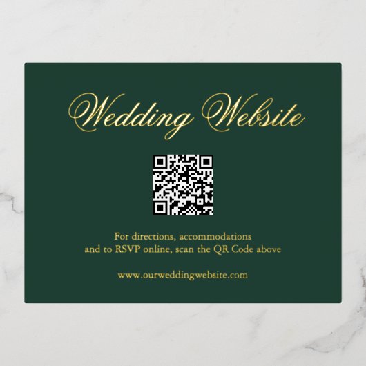 Carte Postale D'invitation À Feuilles D'aluminium Boîtier de code QR vert traditionnel de la forêt (Recto)