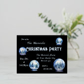 Carte Postale D'invitation À Feuilles D'aluminium Boules à neige à l'aquarelle artistique Fête d'hiv (Debout devant)