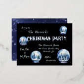 Carte Postale D'invitation À Feuilles D'aluminium Boules à neige à l'aquarelle artistique Fête d'hiv (Recto/Verso)