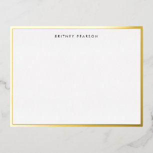 Carte Postale D'invitation À Feuilles D'aluminium Britney Gold Foil Bordure papeterie personnalisée