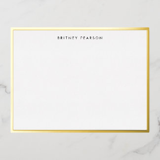 Carte Postale D'invitation À Feuilles D'aluminium Britney Gold Foil Bordure papeterie personnalisée