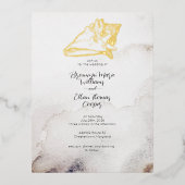 Carte Postale D'invitation À Feuilles D'aluminium Budget Simple Coquillage Plage de Sable (Recto)