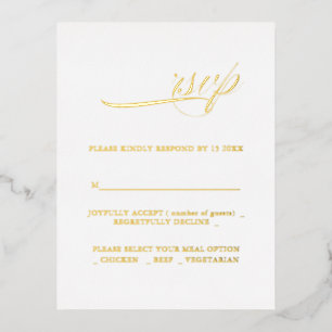 Carte Postale D'invitation À Feuilles D'aluminium Calligraphie moderne minimalisrt mariage RSVP