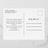 Carte Postale D'invitation À Feuilles D'aluminium Calligraphie verte manuscrite Enregistrer la date (Verso)