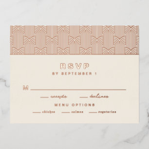 Carte Postale D'invitation À Feuilles D'aluminium Carte de réponse moderne en papier à motif métalli