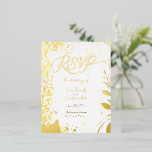 Carte Postale D'invitation À Feuilles D'aluminium Carton RSVP Aquarelle Couleurs Vives Minimaliste