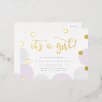 C'est une fille ! | Purple & Gold Confetti Baby sh