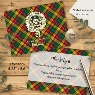 Carte Postale D'invitation À Feuilles D'aluminium Cimier du clan Buchanan sur tartan