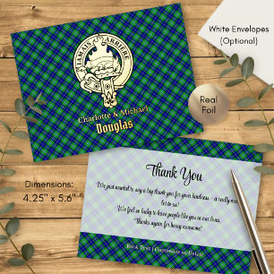 Carte Postale D'invitation À Feuilles D'aluminium Cimier du clan Douglas sur tartan