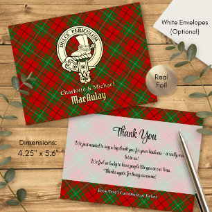 Carte Postale D'invitation À Feuilles D'aluminium Cimier du clan MacAulay sur tartan