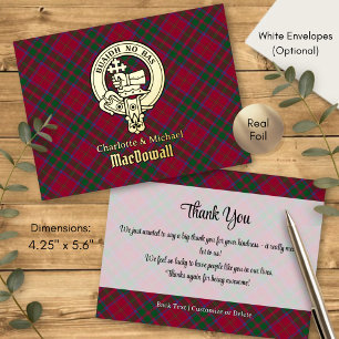 Carte Postale D'invitation À Feuilles D'aluminium Cimier du clan MacDougall sur tartan